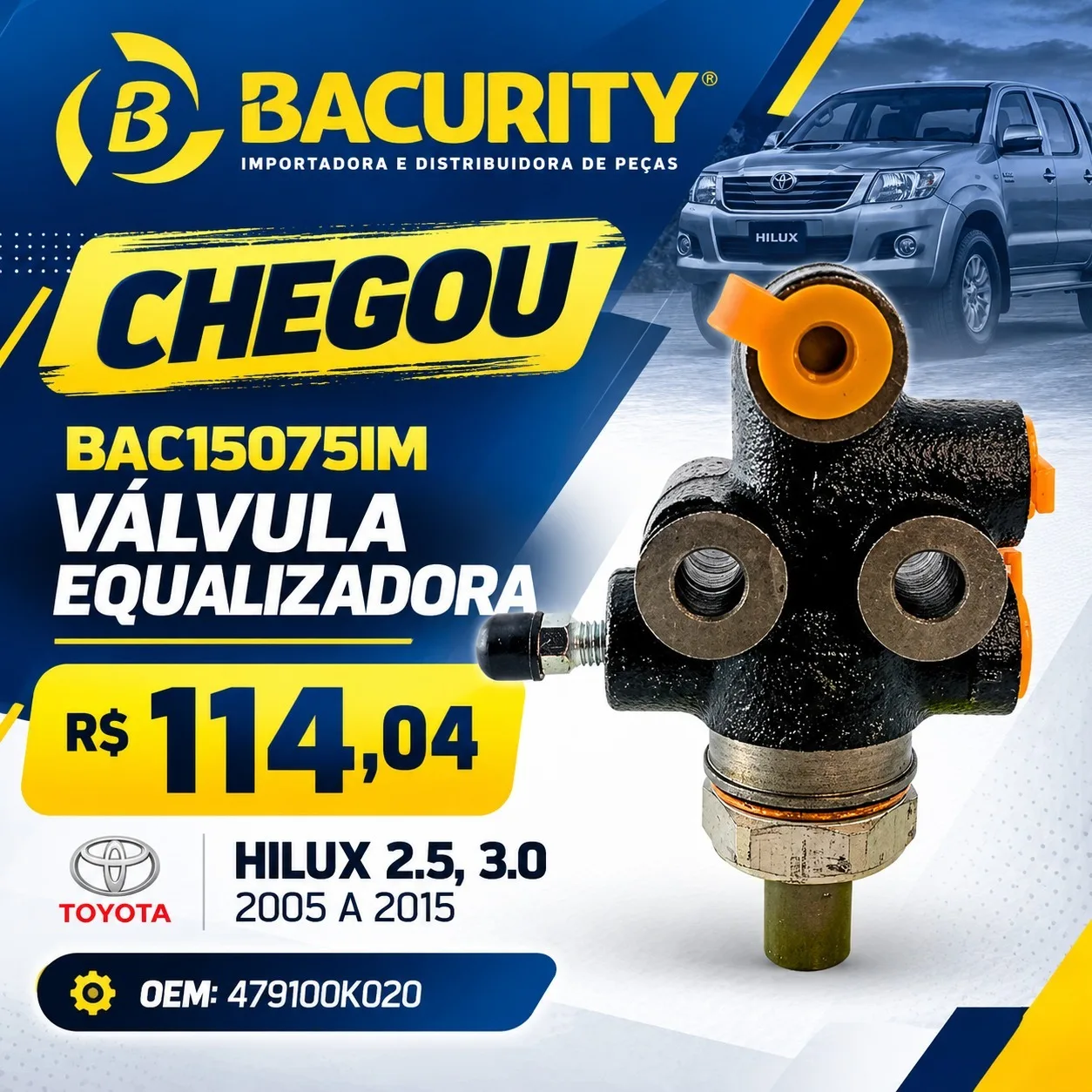 VALVULA EQUALIZADORA HILUX 2.5,3.0 2005 A 2015